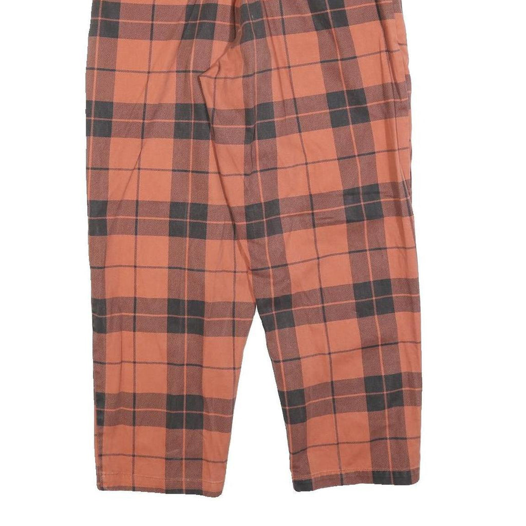 OBEY Womens Cotton Blend Rust & Black Check Regular Fit Straight Trousers W30