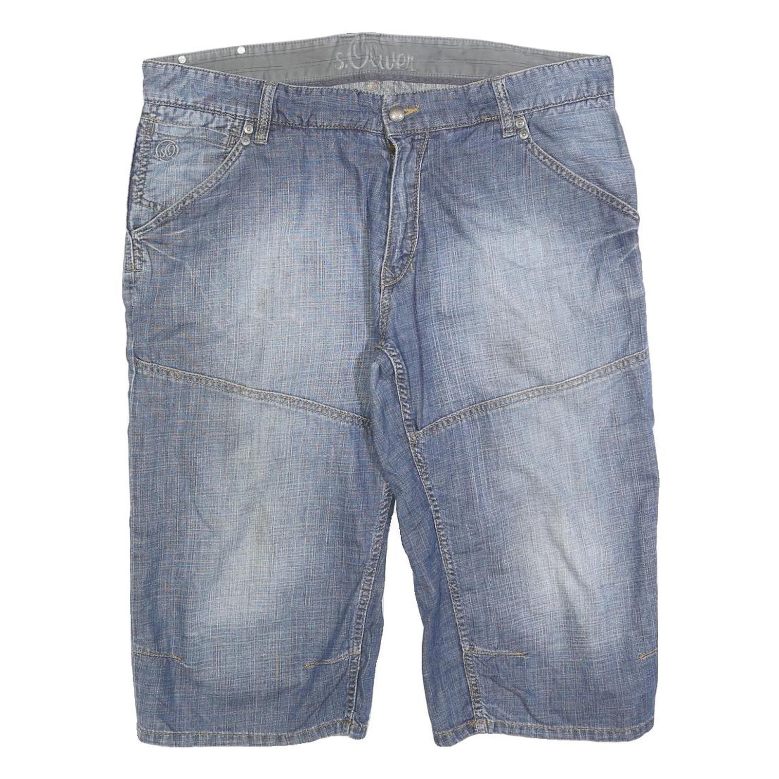 S OLIVER Mens Denim Shorts Blue Casual 2XL W40 Cotton Blend Comfortable Fit