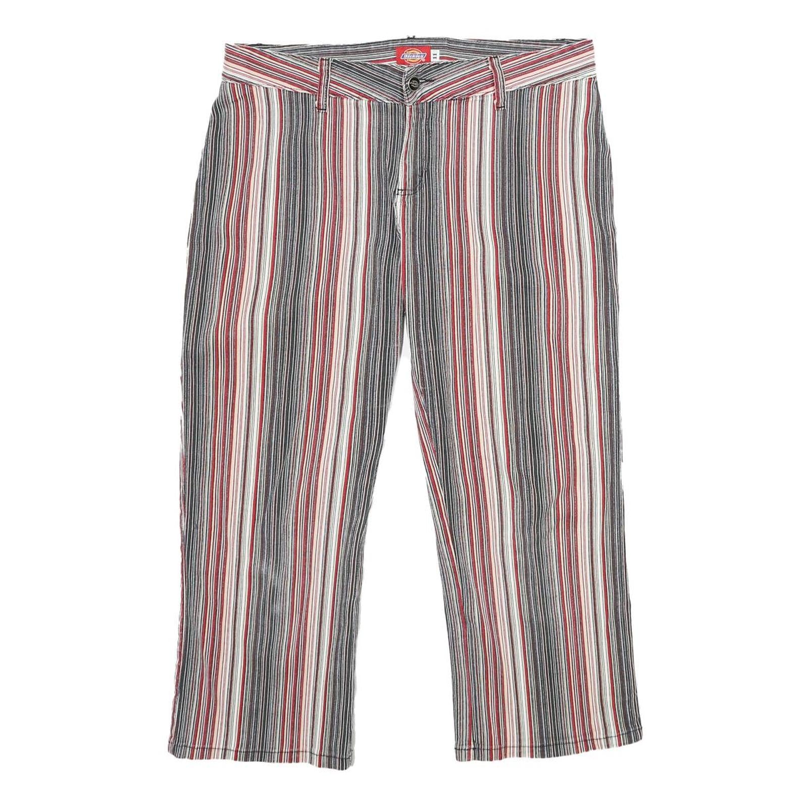 DICKIES Womens Cotton Blend Red & White Stripe Regular Straight Trousers W32 L23