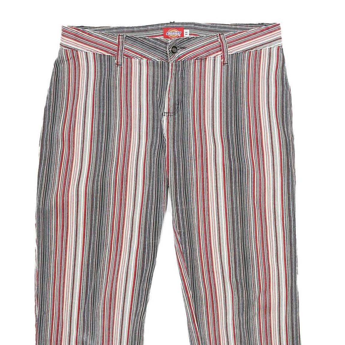 DICKIES Womens Cotton Blend Red & White Stripe Regular Straight Trousers W32 L23