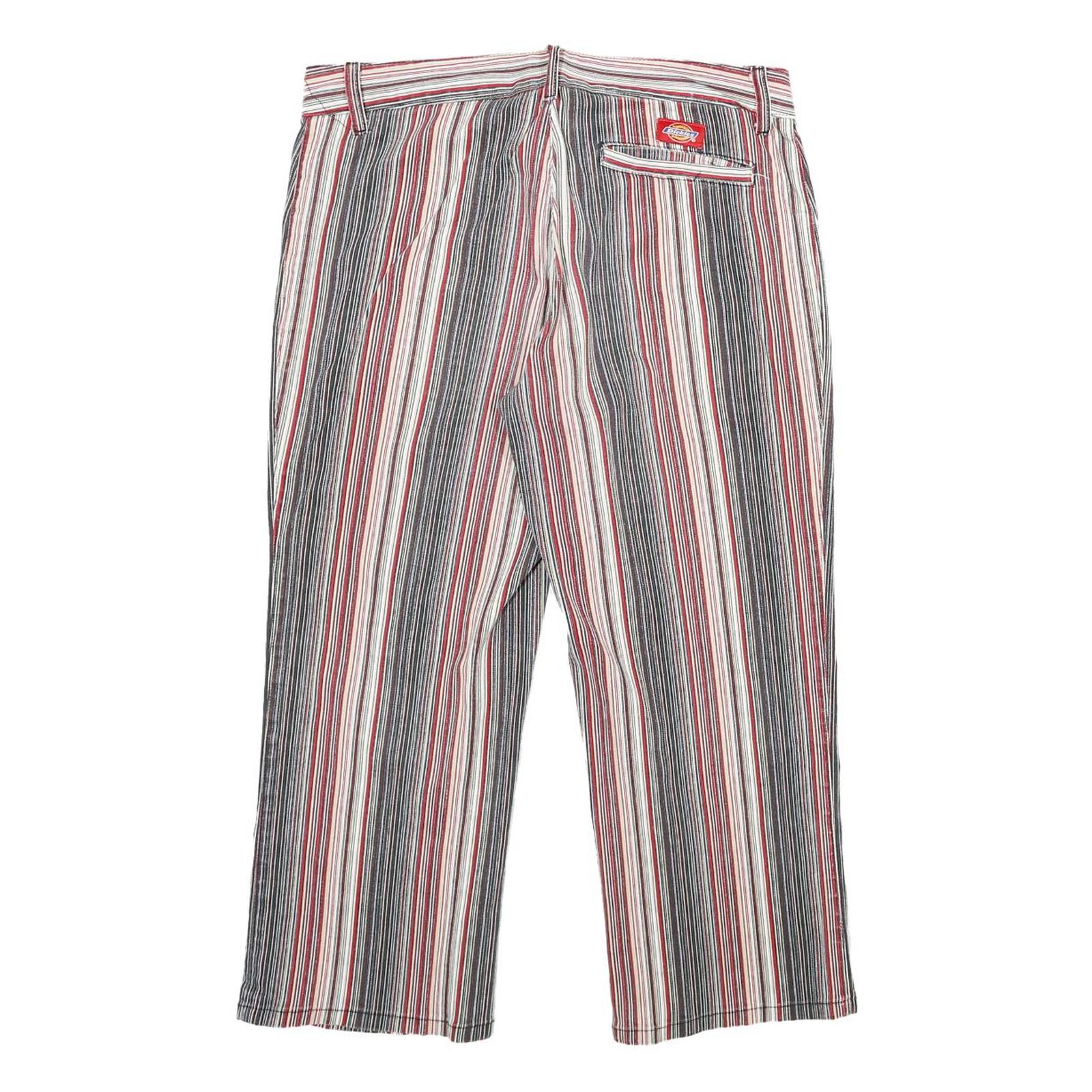 DICKIES Womens Cotton Blend Red & White Stripe Regular Straight Trousers W32 L23