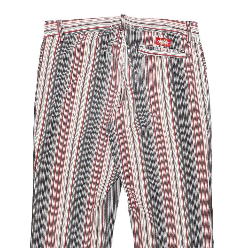 DICKIES Womens Cotton Blend Red & White Stripe Regular Straight Trousers W32 L23