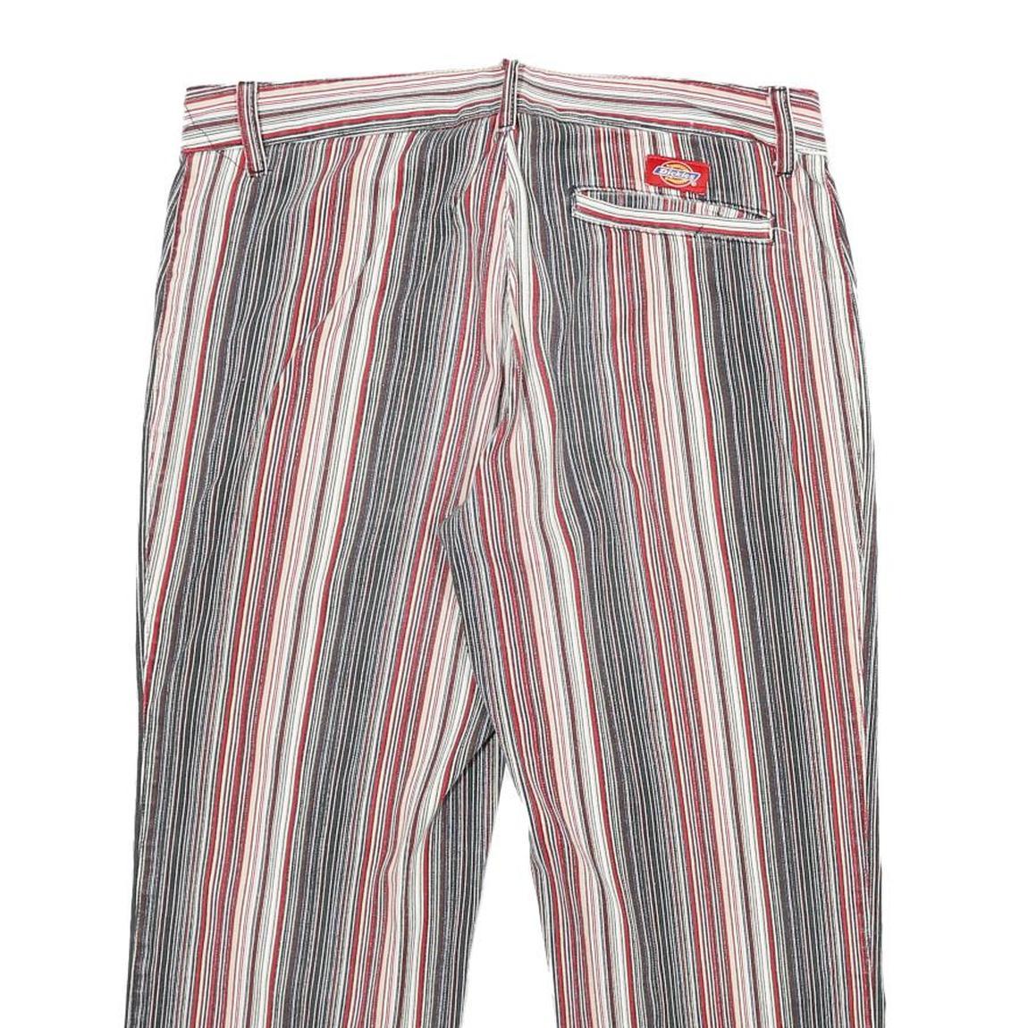 DICKIES Womens Cotton Blend Red & White Stripe Regular Straight Trousers W32 L23
