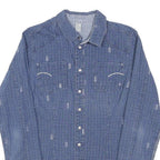 G-STAR Womens Blue Printed Shirt M Casual Button-Up Lightweight Cotton Blend