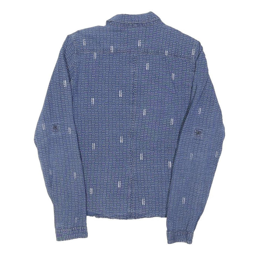 G-STAR Womens Blue Printed Shirt M Casual Button-Up Lightweight Cotton Blend