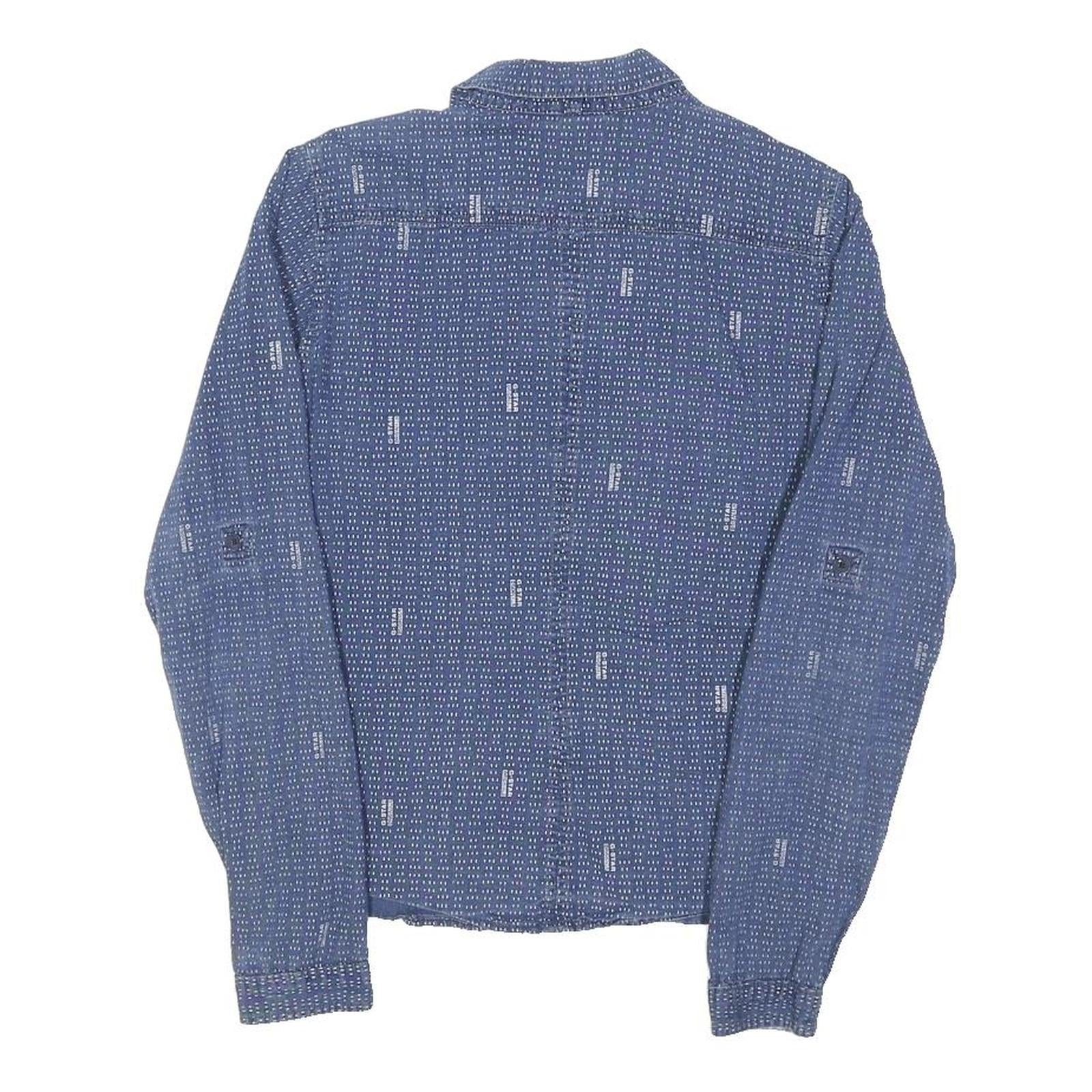 G-STAR Womens Blue Printed Shirt M Casual Button-Up Lightweight Cotton Blend