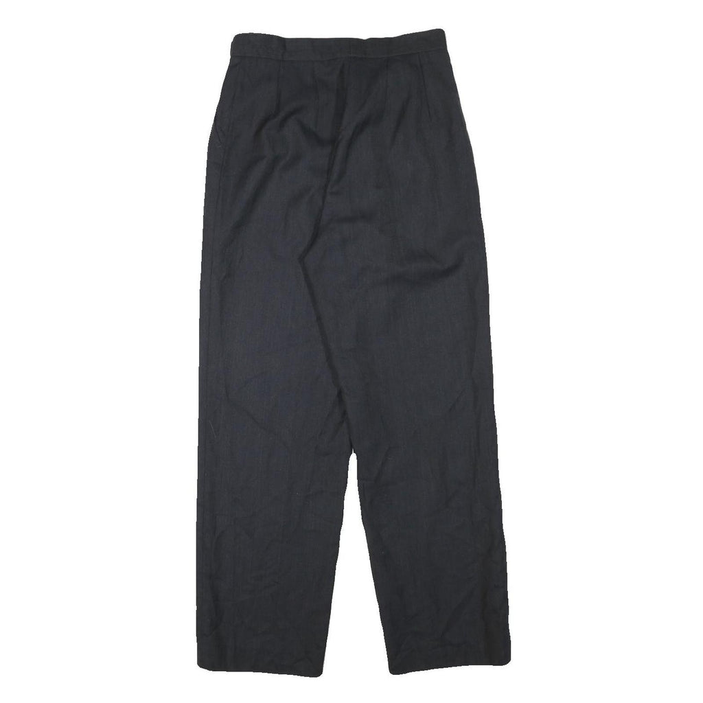 Womens Wool Blend Black Regular Fit Straight Leg Trousers W26 L27 Classic Zip