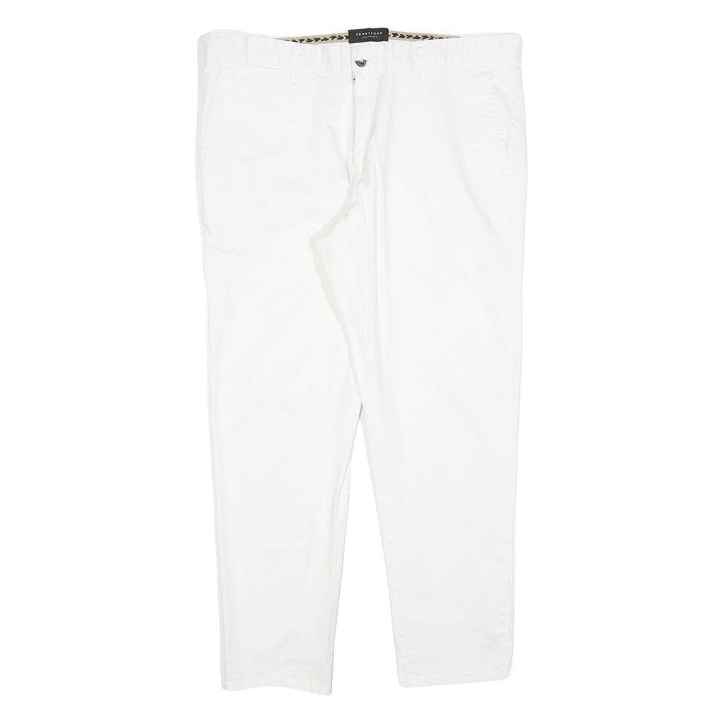 SONNY BONO Womens Cotton Blend White Slim Trousers W34 L27 Casual Zip Fit