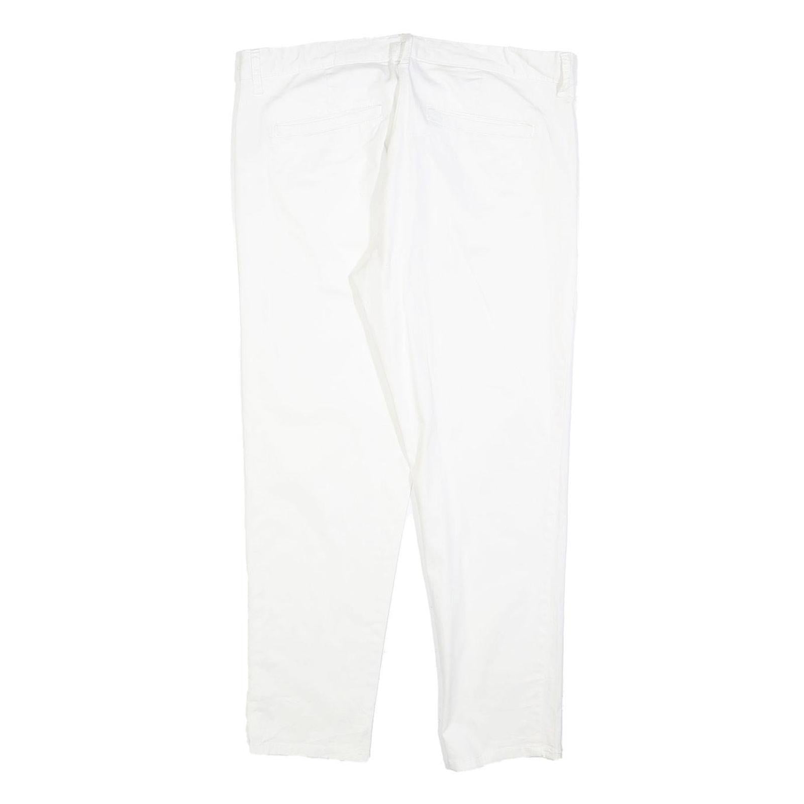 SONNY BONO Womens Cotton Blend White Slim Trousers W34 L27 Casual Zip Fit