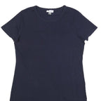 CALVIN KLEIN Womens Navy Blue Bodycon Cotton Blend Short Sleeve Mini Dress L