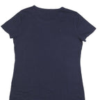 CALVIN KLEIN Womens Navy Blue Bodycon Cotton Blend Short Sleeve Mini Dress L