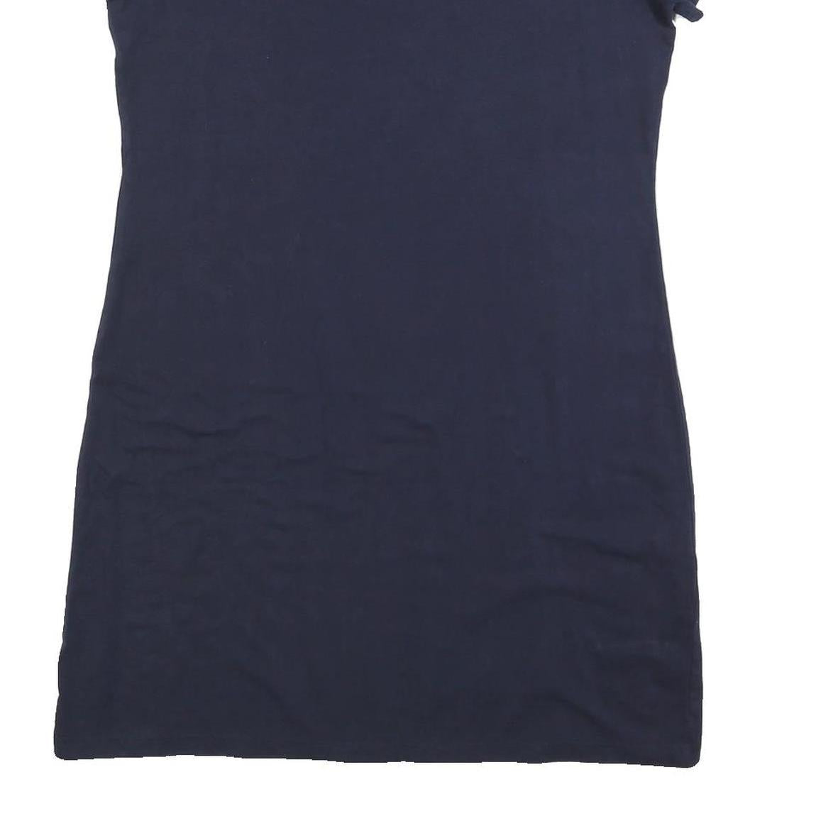 CALVIN KLEIN Womens Navy Blue Bodycon Cotton Blend Short Sleeve Mini Dress L