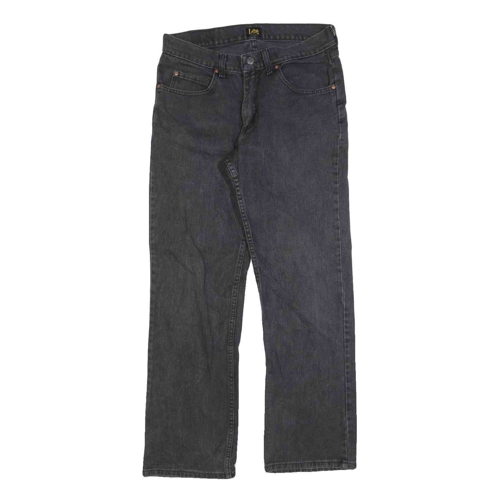 LEE Mens Regular Fit Black Denim Jeans Cotton Blend Zip W32 L32 Classic Style