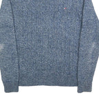 TOMMY HILFIGER Mens Blue Patterned Cotton Blend Jumper Crew Neck Cable Knit XS