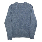 TOMMY HILFIGER Mens Blue Patterned Cotton Blend Jumper Crew Neck Cable Knit XS