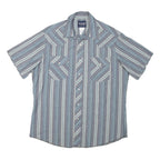 WRANGLER Mens Blue & Grey Striped Cotton Blend Shirt L Casual Summer Button