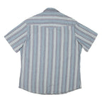 WRANGLER Mens Blue & Grey Striped Cotton Blend Shirt L Casual Summer Button