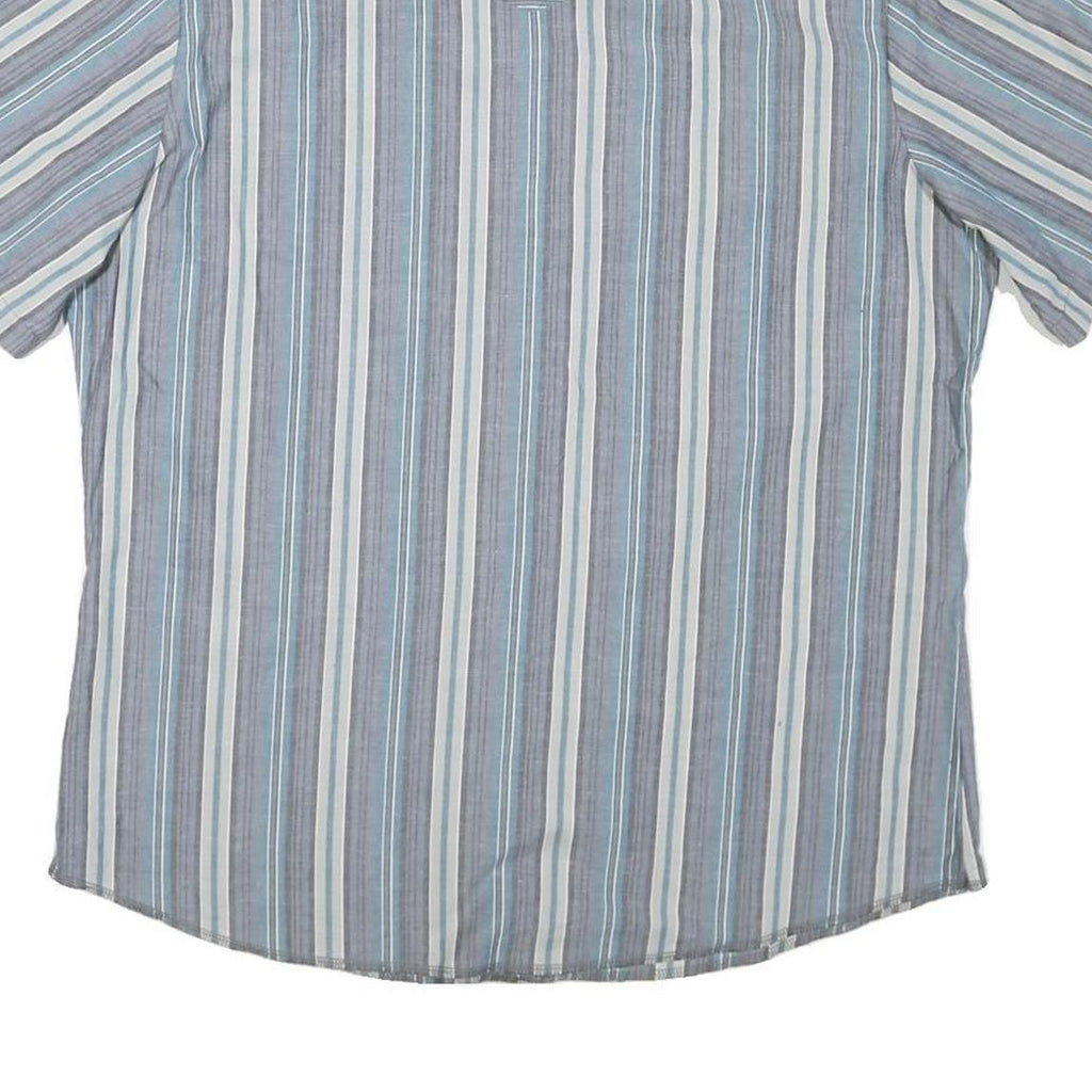 WRANGLER Mens Blue & Grey Striped Cotton Blend Shirt L Casual Summer Button