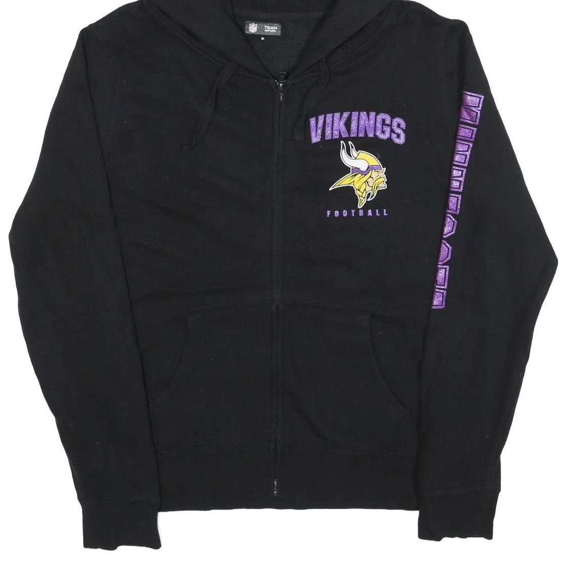 NFL Womens Black Vikings ¼ Zip Hoodie XL Football Team Sweatshirt