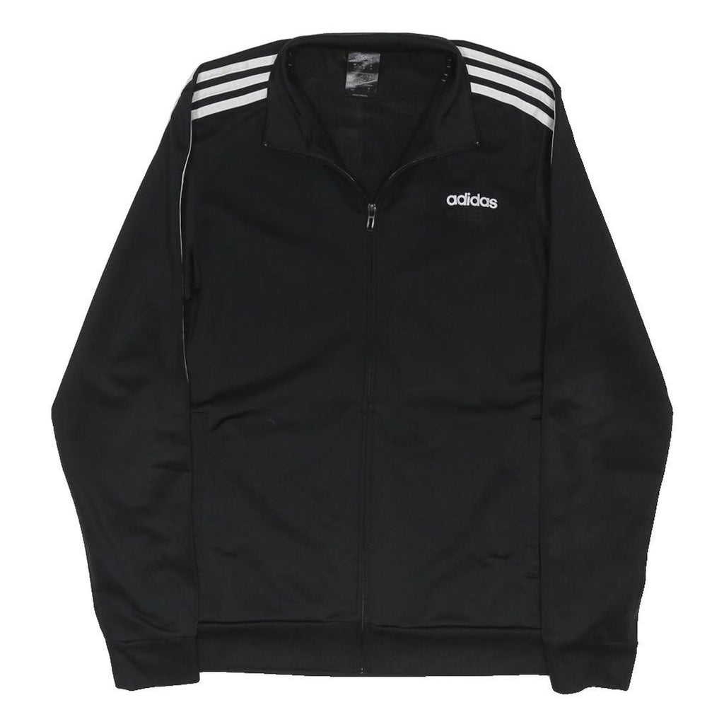 ADIDAS Mens Black & White Track Jacket L Polyester Blend Zip Sportswear