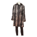 COUTURE DU VREIN Womens Brown Button Cotton Blend Jacket L Faux Fur Texture