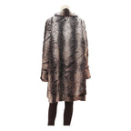 COUTURE DU VREIN Womens Brown Button Cotton Blend Jacket L Faux Fur Texture