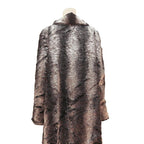 COUTURE DU VREIN Womens Brown Button Cotton Blend Jacket L Faux Fur Texture