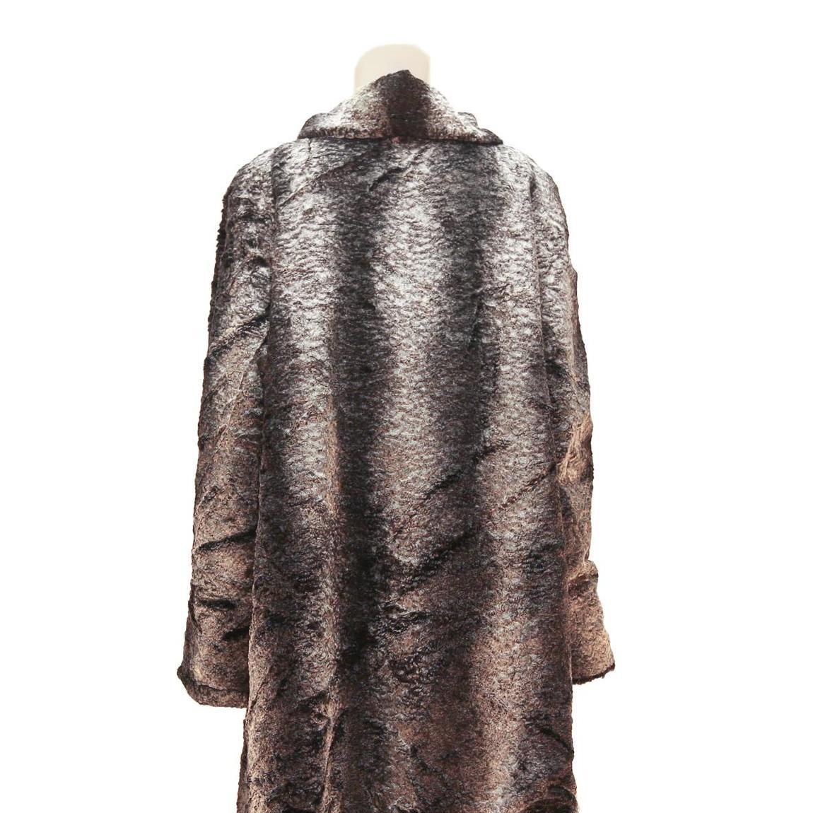 COUTURE DU VREIN Womens Brown Button Cotton Blend Jacket L Faux Fur Texture