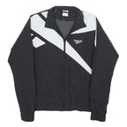 REEBOK Mens Black & White Zip Jacket XS Polyester Blend Colourblock Sportswear