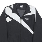 REEBOK Mens Black & White Zip Jacket XS Polyester Blend Colourblock Sportswear