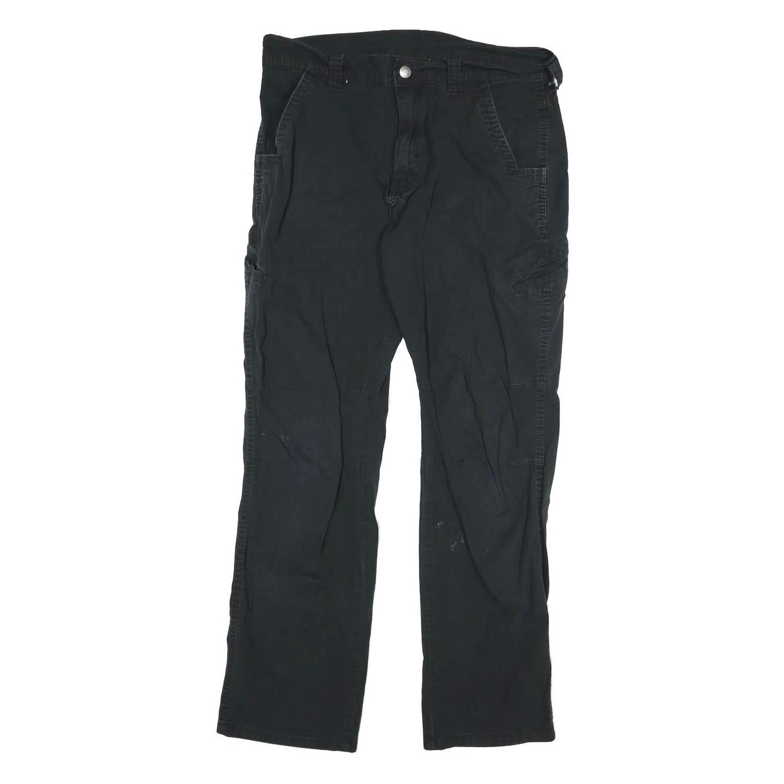 DICKIES Mens Cotton Blend Black Regular Straight Trousers W32 L32 Workwear Zip