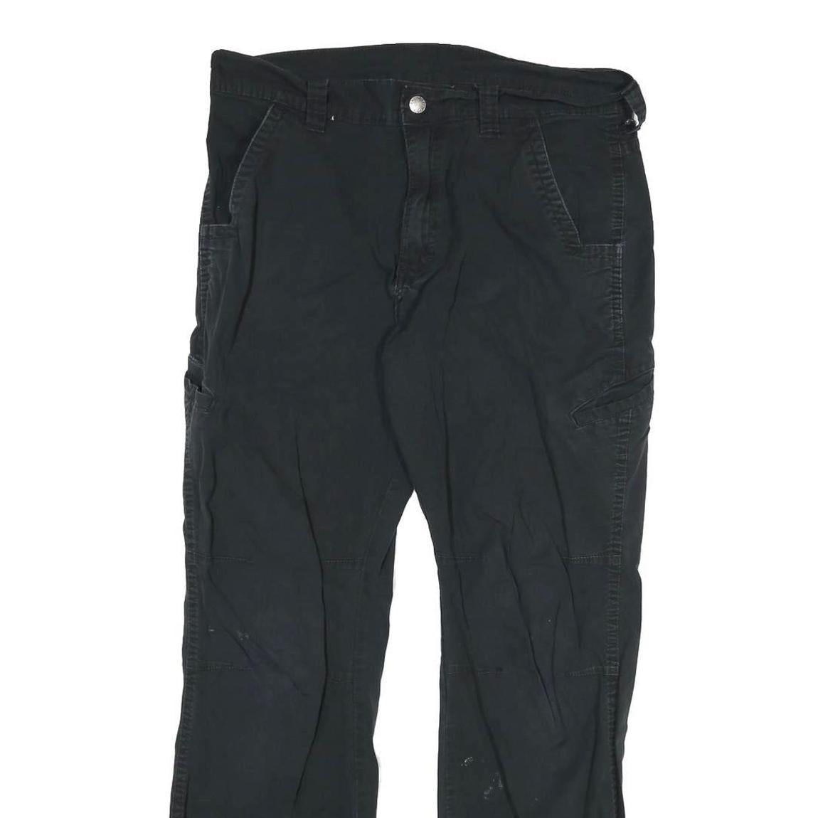 DICKIES Mens Cotton Blend Black Regular Straight Trousers W32 L32 Workwear Zip