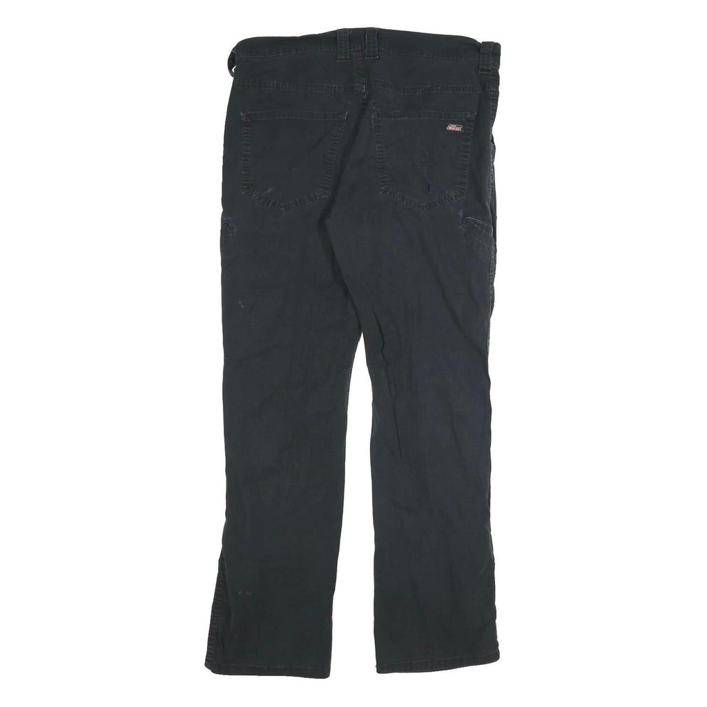 DICKIES Mens Cotton Blend Black Regular Straight Trousers W32 L32 Workwear Zip