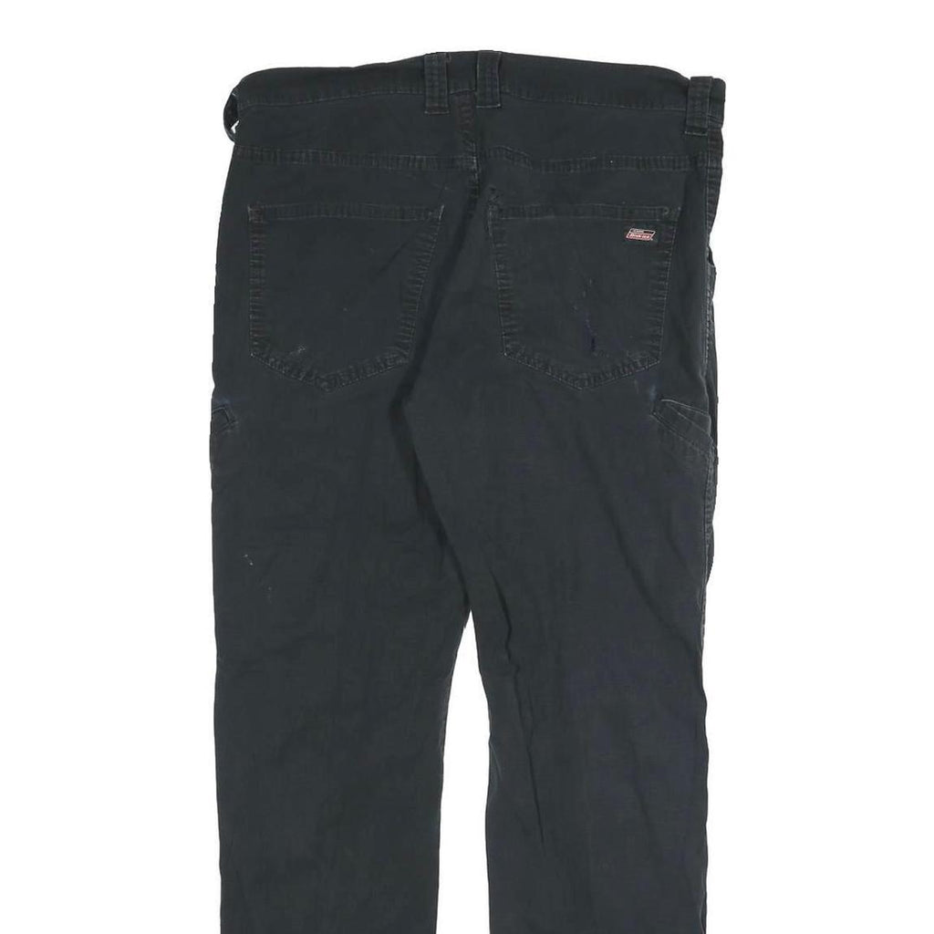 DICKIES Mens Cotton Blend Black Regular Straight Trousers W32 L32 Workwear Zip