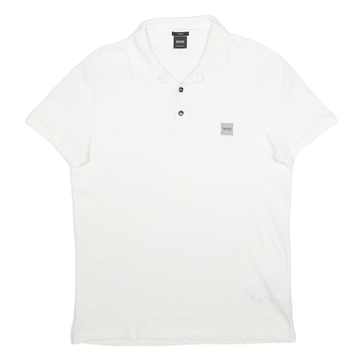 BOSS HUGO BOSS Mens White Cotton Blend Short Sleeve Plain XL Polo Shirt Casual