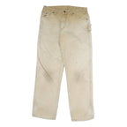 DICKIES Mens Cotton Beige Regular Straight Trousers W28 L30 Workwear Utility Zip