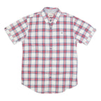 TOMMY HILFIGER Mens White & Red Checked Short Sleeve Shirt S Casual Cotton Blend