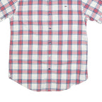 TOMMY HILFIGER Mens White & Red Checked Short Sleeve Shirt S Casual Cotton Blend