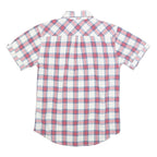 TOMMY HILFIGER Mens White & Red Checked Short Sleeve Shirt S Casual Cotton Blend