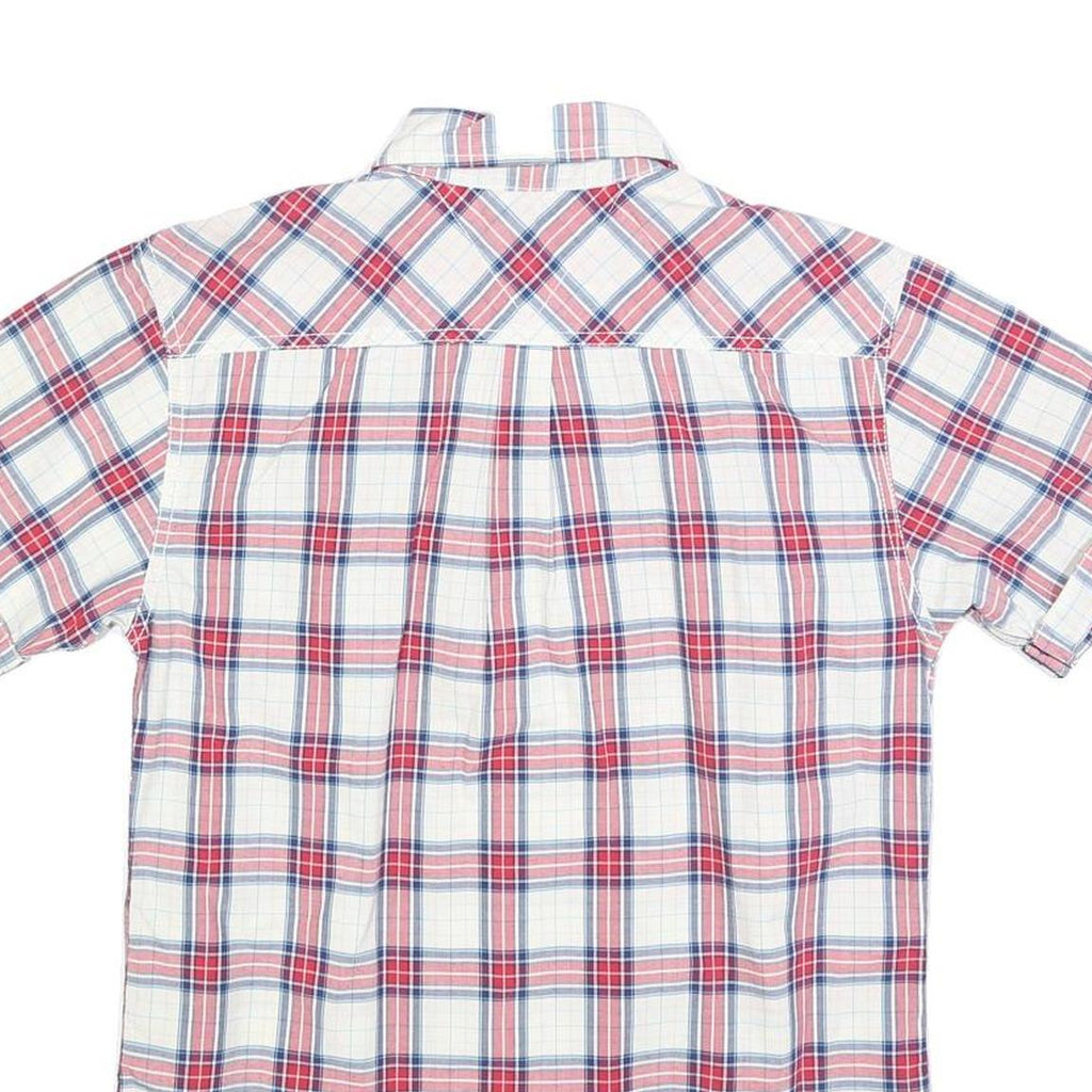TOMMY HILFIGER Mens White & Red Checked Short Sleeve Shirt S Casual Cotton Blend