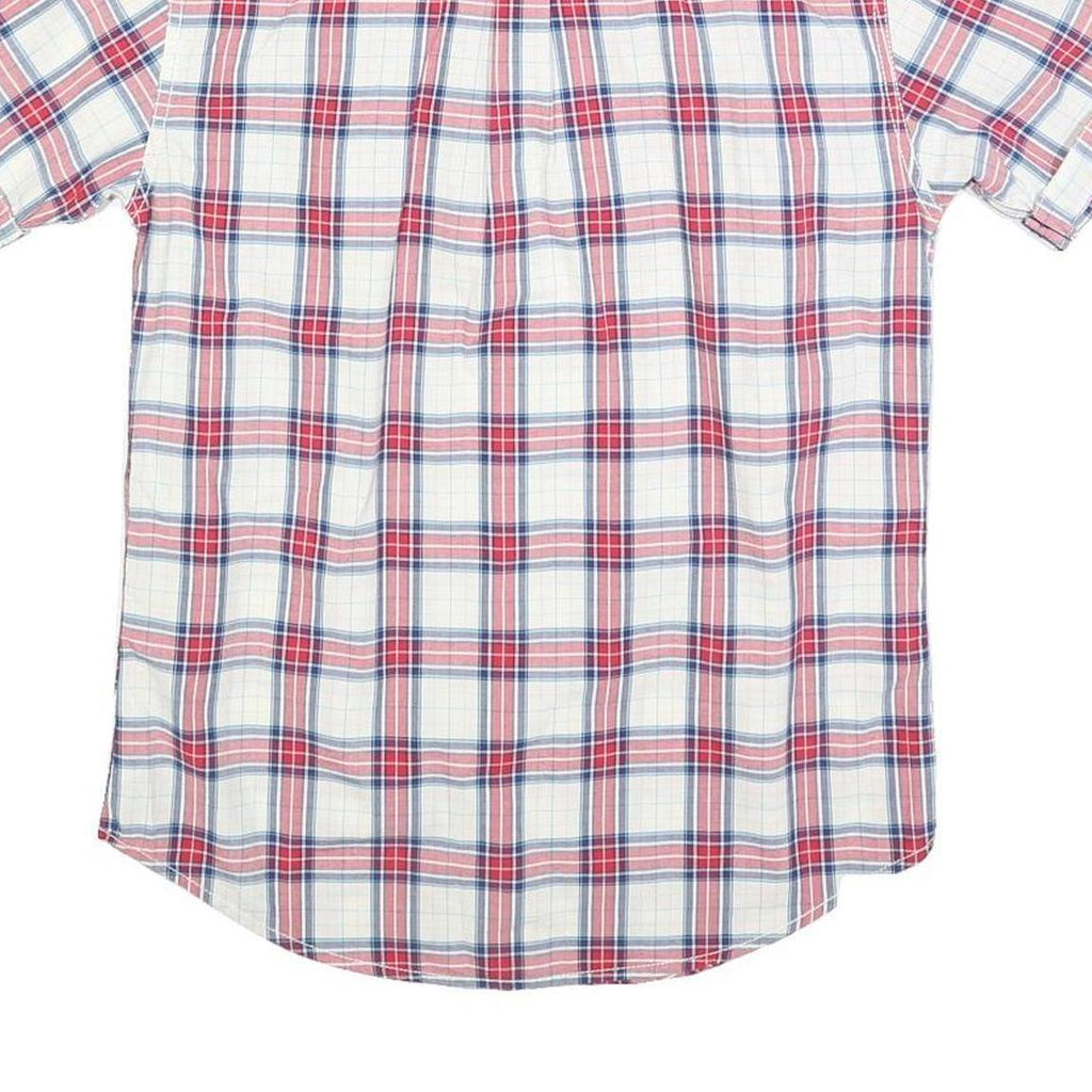 TOMMY HILFIGER Mens White & Red Checked Short Sleeve Shirt S Casual Cotton Blend
