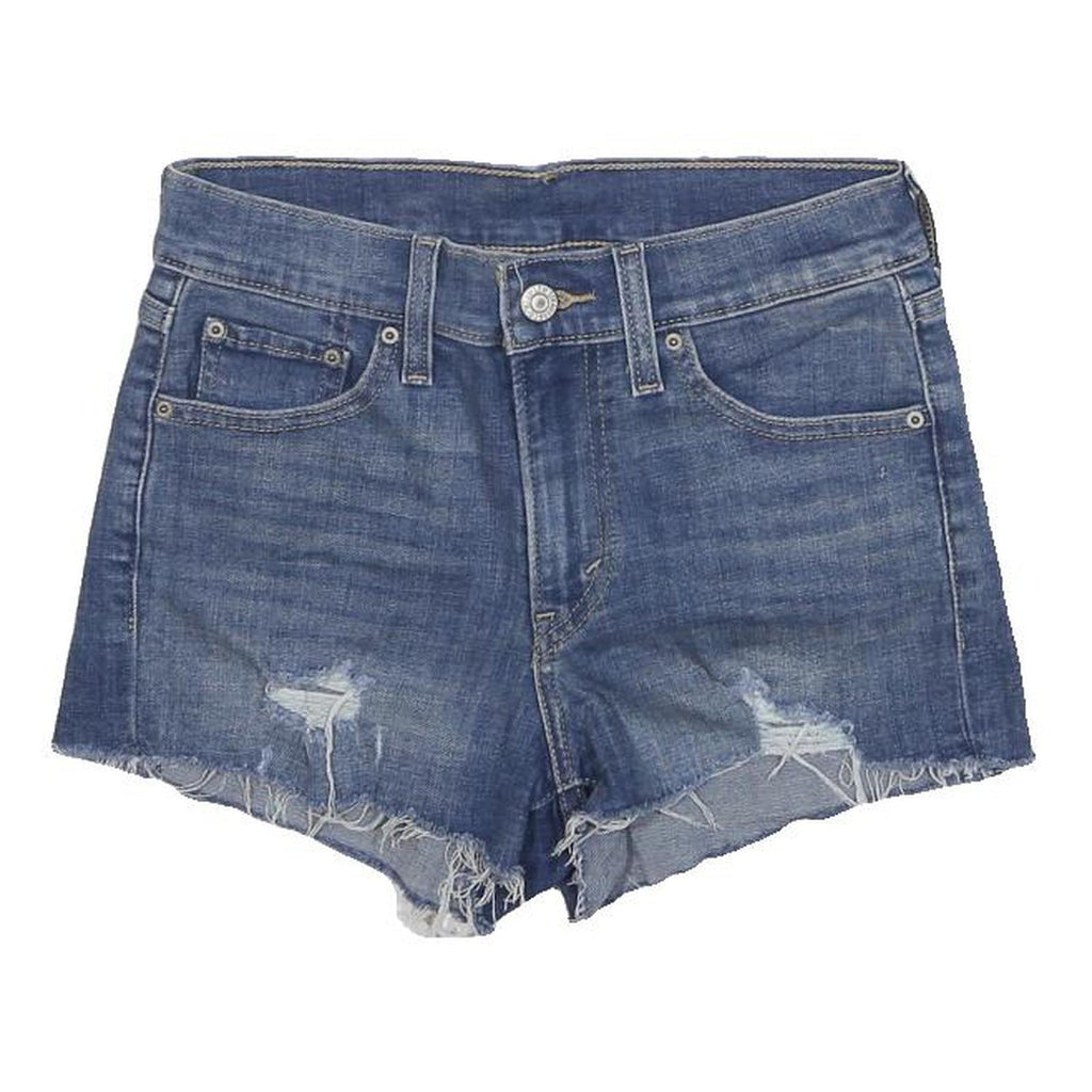 LEVI'S Womens Denim Blue Cut-Off Shorts S W26 Distressed Raw Hem Casual