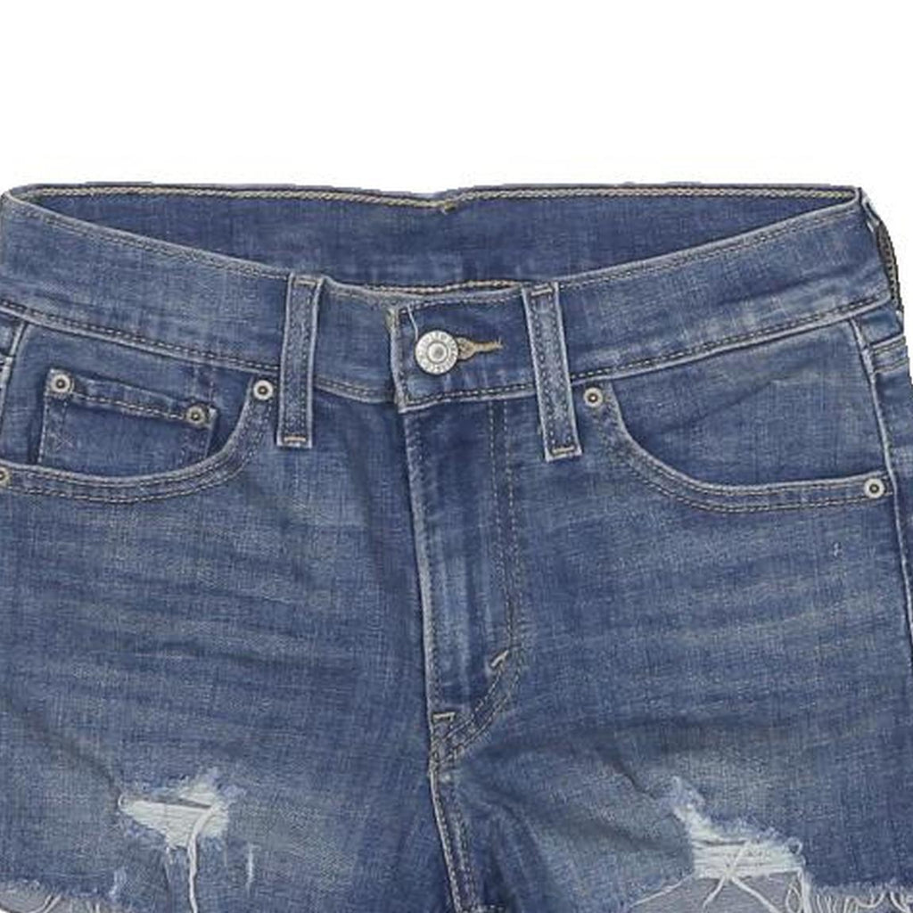 LEVI'S Womens Denim Blue Cut-Off Shorts S W26 Distressed Raw Hem Casual