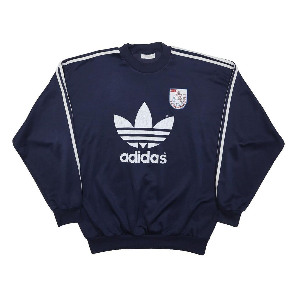 ADIDAS ORIGINALS Mens Navy Blue & White Sweatshirt Crew Neck XL Retro Logo