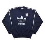 ADIDAS ORIGINALS Mens Navy Blue & White Sweatshirt Crew Neck XL Retro Logo