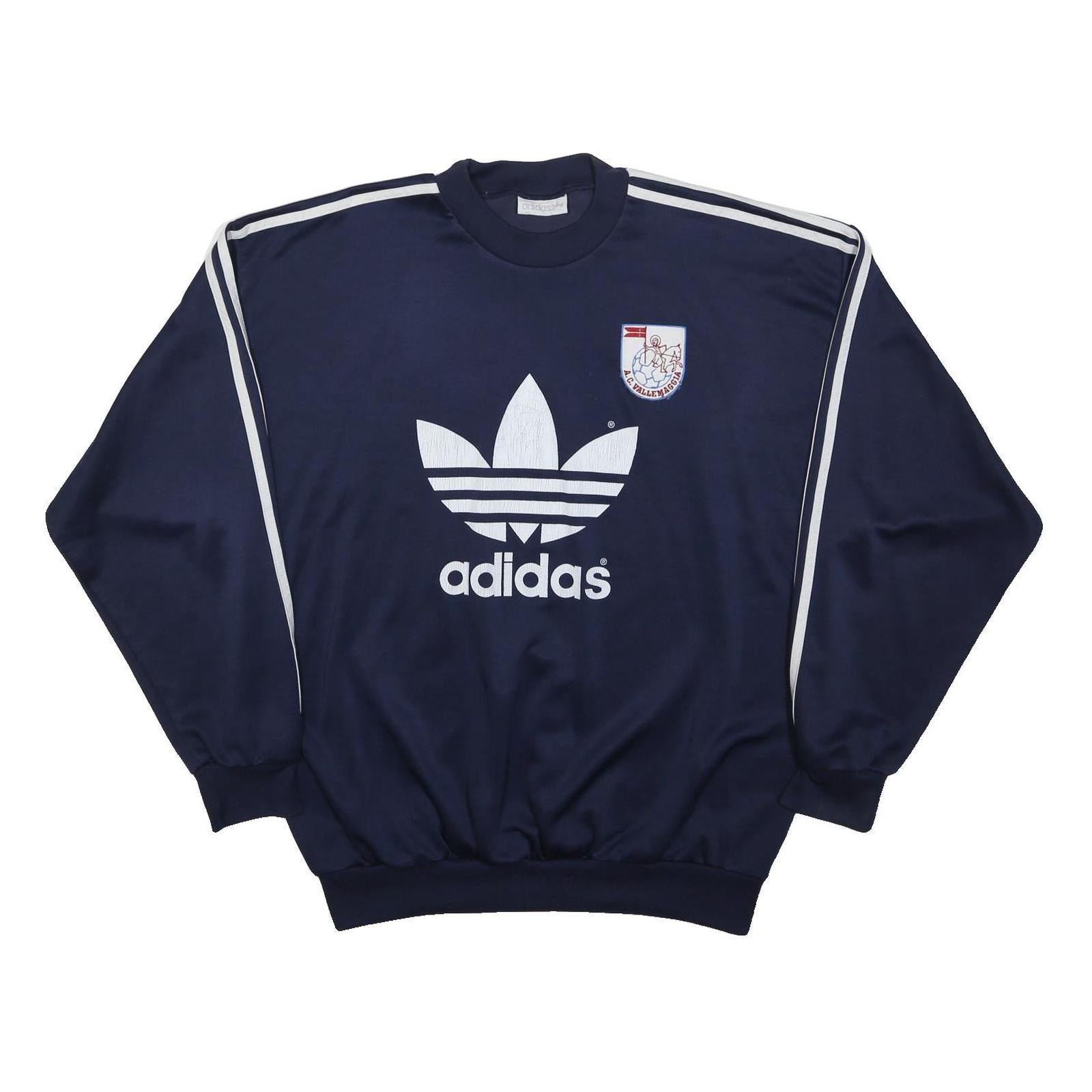 ADIDAS ORIGINALS Mens Navy Blue & White Sweatshirt Crew Neck XL Retro Logo