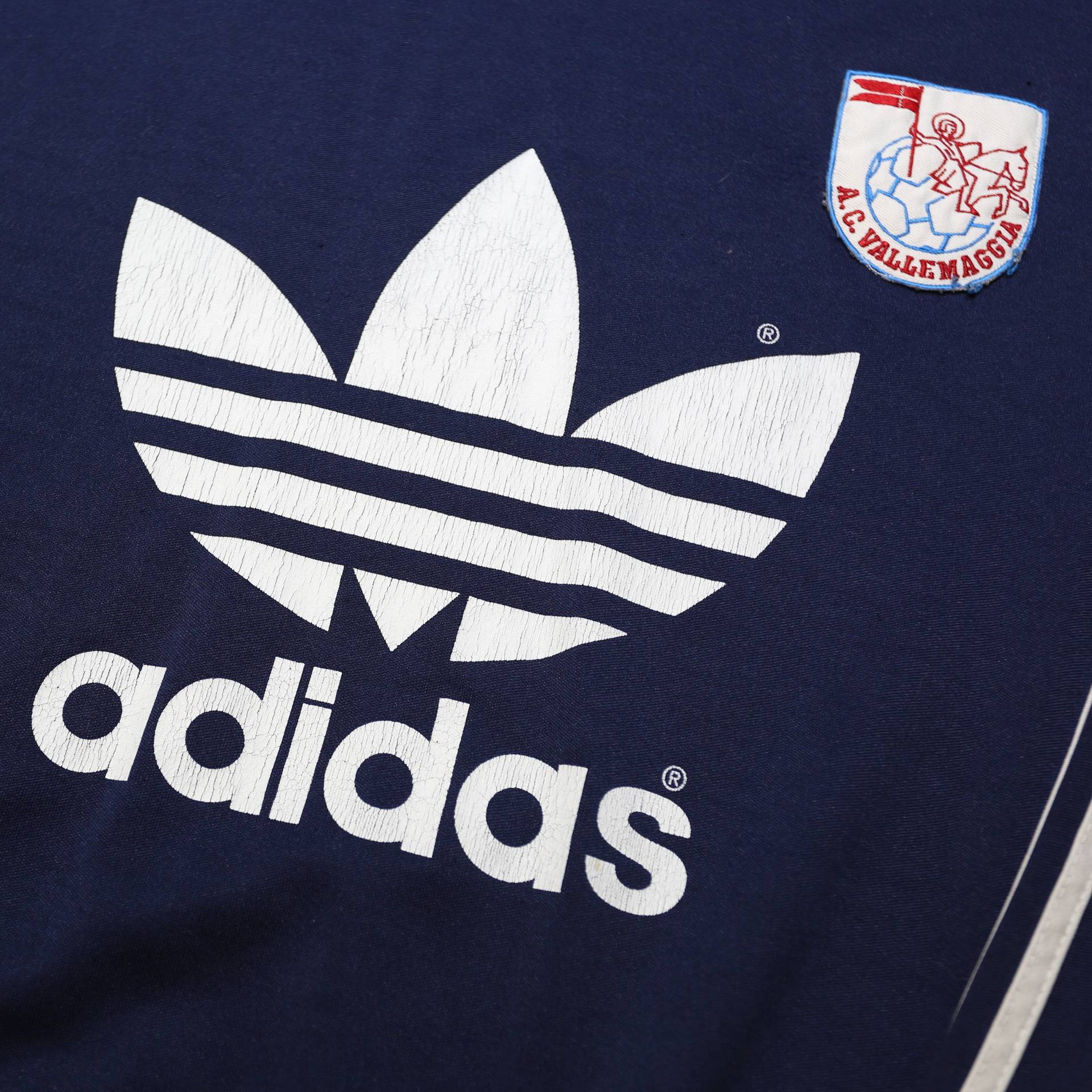 ADIDAS ORIGINALS Mens Navy Blue & White Sweatshirt Crew Neck XL Retro Logo