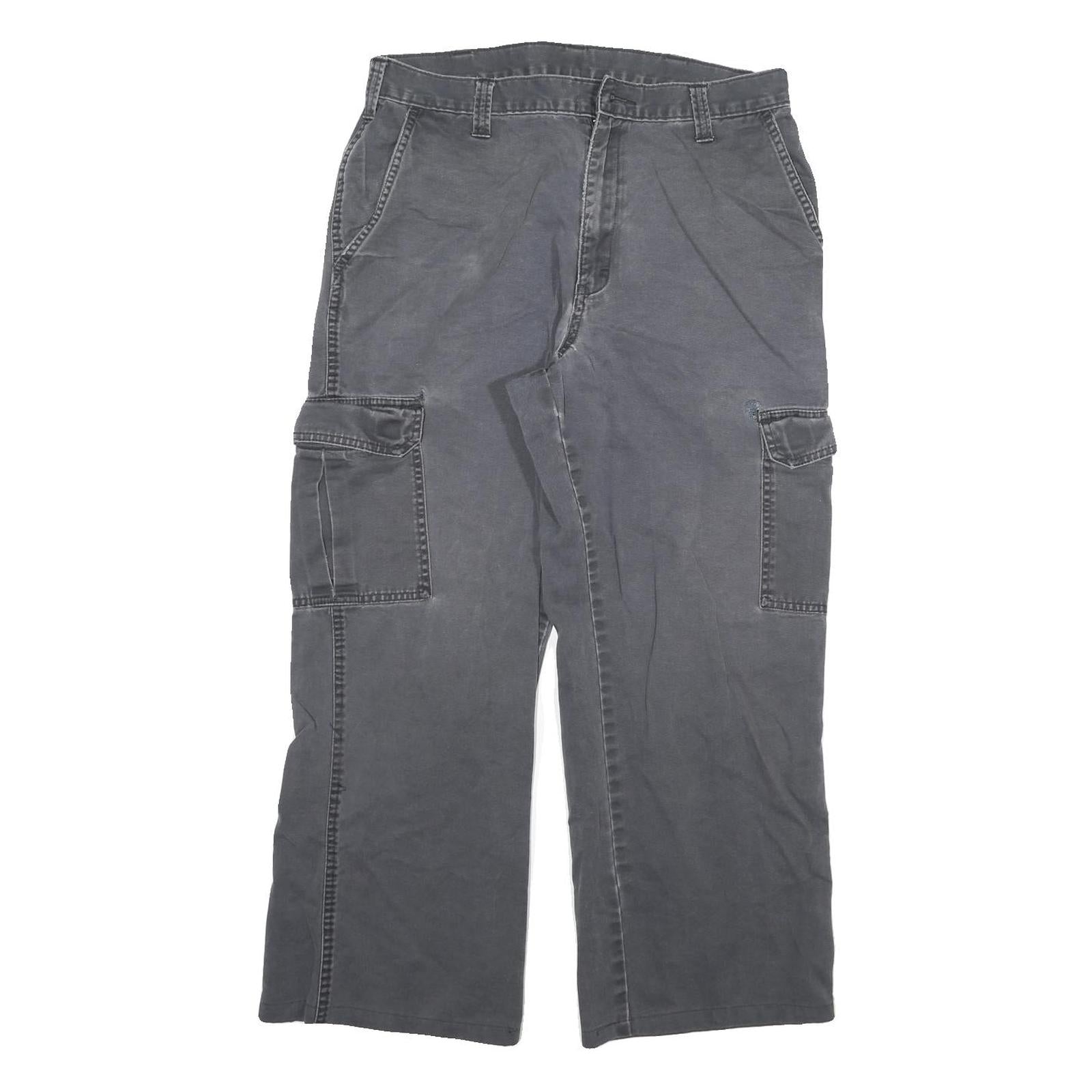 DICKIES Mens Cotton Blend Relaxed Cargo Trousers Black W30 L26 Workwear Utility