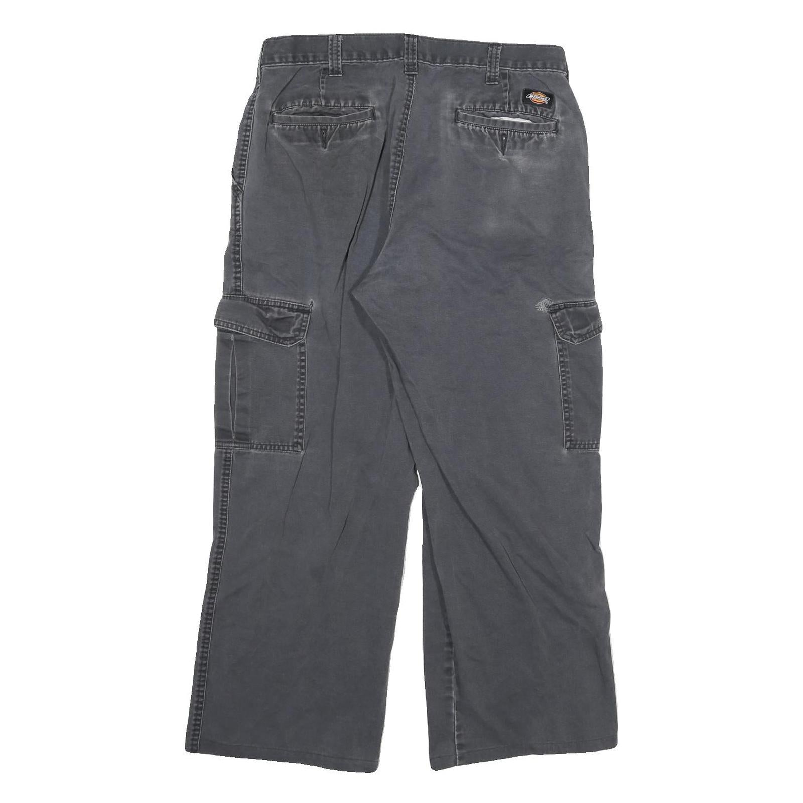 DICKIES Mens Cotton Blend Relaxed Cargo Trousers Black W30 L26 Workwear Utility