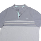 CALVIN KLEIN Mens Blue & Light Blue Cotton Short Sleeve Striped 2XL Polo Shirt